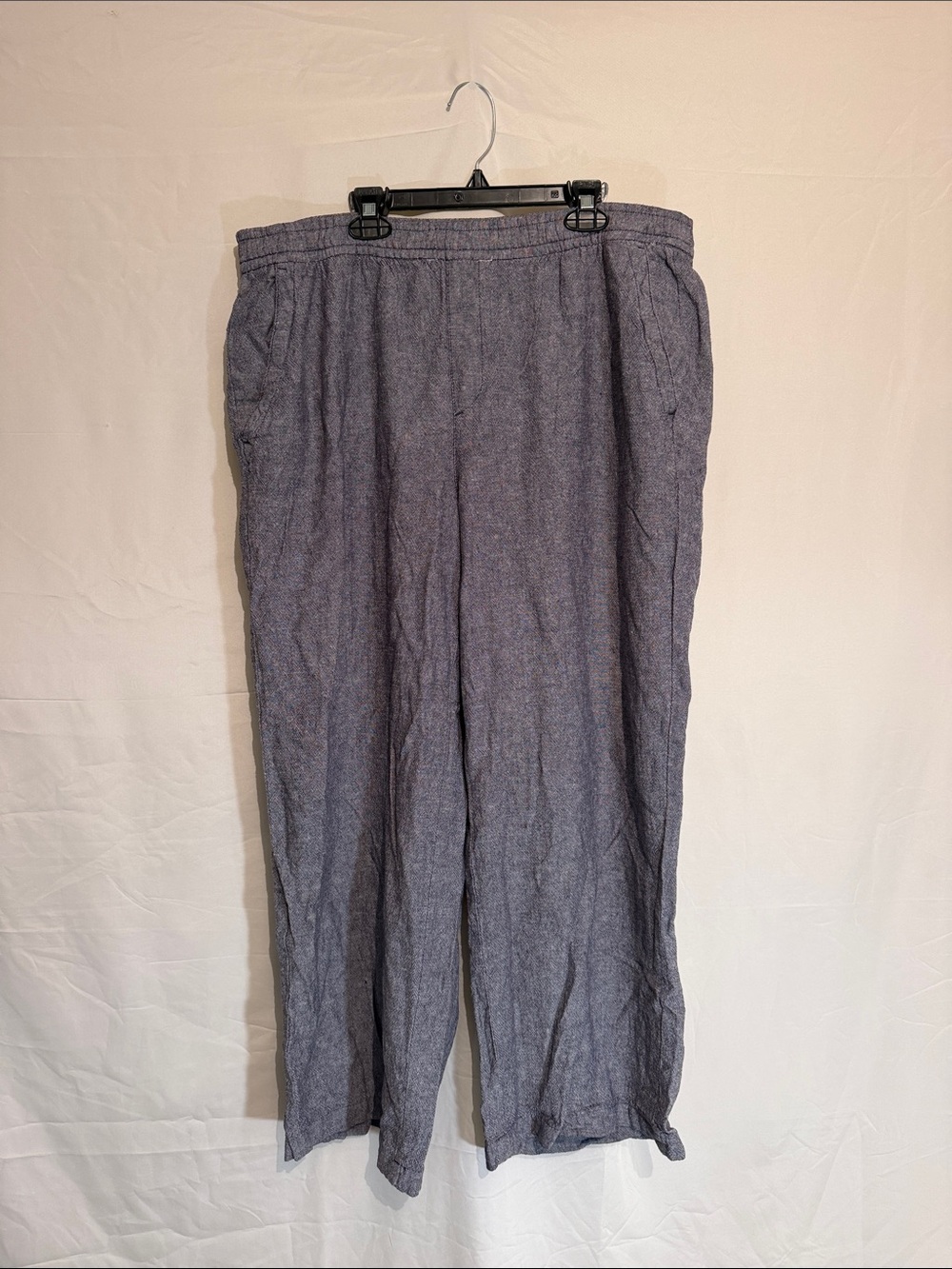Old Navy Relaxed Wide-Leg Linen-Blend Pants in Heather Navy